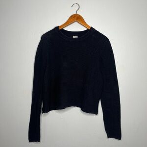 Cotton On Black Ribbed Cropped Crew Neck Sweater DD